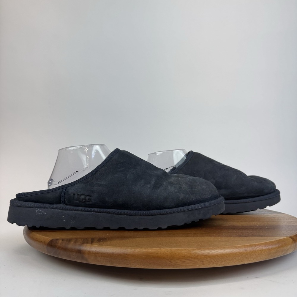 Mens Ugg Australia Classic Navy Blue Suede‎ Shearling Lined Slippers Size 12 M